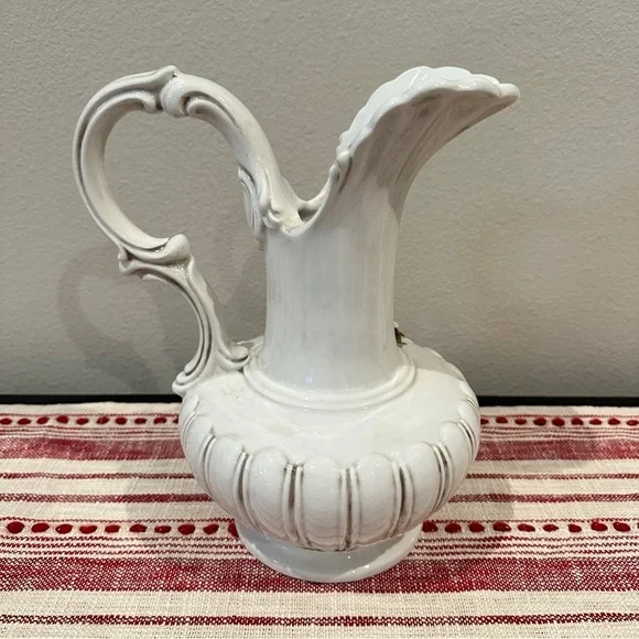 Vintage Capodimonte Style Hand Painted Majolica Porcelain Pitcher Made in Italy